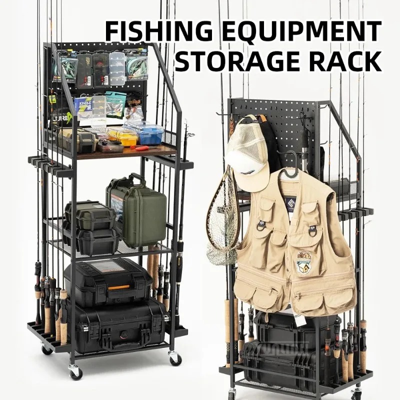 Fishing Rod Combo - رف تخزين معدات الصيد، حامل لقضيب