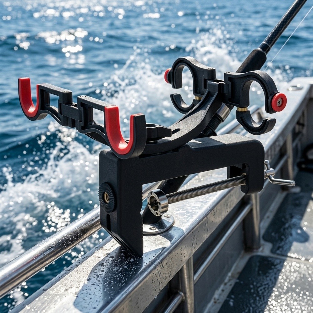 حامل صنارة صيد مزدوج الرأس للق - مراجعة Fishing Rod Boat وسعره