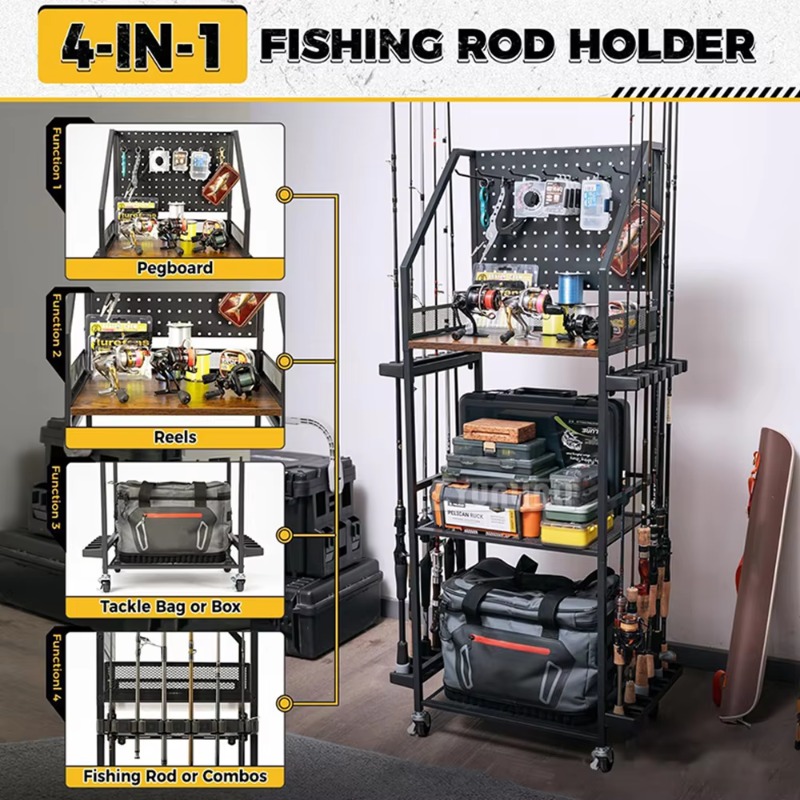 رف تخزين معدات الصيد، حامل لقض - مراجعة Fishing Rod Combo وسعره
